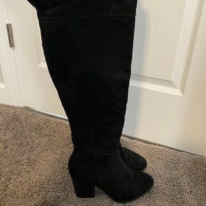 Black Suede Knee High Boots